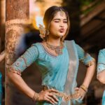 Tamil Model Anika Elangotharan Radiates in blue Saree | Trendigstorys.com